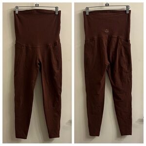 Beyond The Bump Brown Maternity Legging Pockets Medium